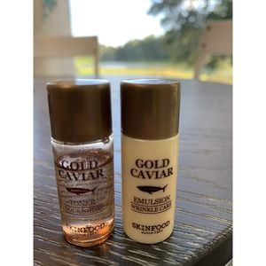 Skinfood Gold Caviar Toner Nourishing & Emulsion Wrinkle Cream Travel Sizes